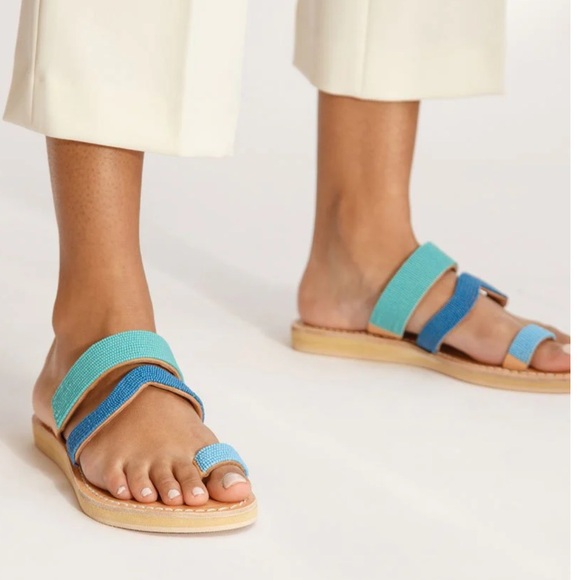 Laidback London Kai Lp Leather Sandal Aqua - Picture 2 of 6